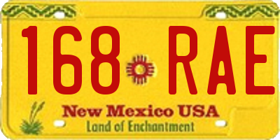 NM license plate 168RAE