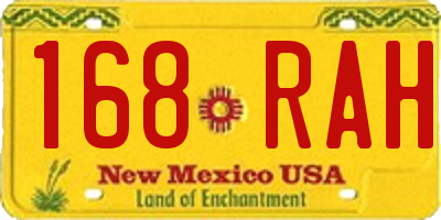 NM license plate 168RAH