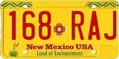 NM license plate 168RAJ