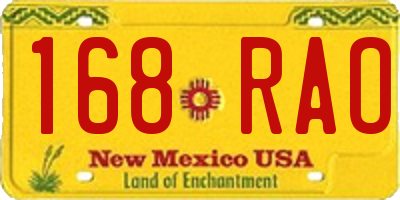 NM license plate 168RAO