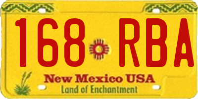 NM license plate 168RBA