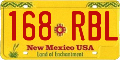 NM license plate 168RBL
