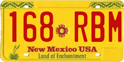 NM license plate 168RBM