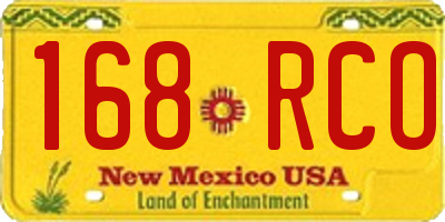 NM license plate 168RCO