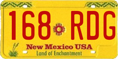 NM license plate 168RDG