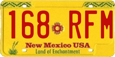NM license plate 168RFM