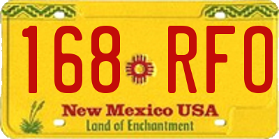 NM license plate 168RFO