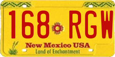 NM license plate 168RGW