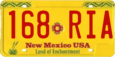 NM license plate 168RIA