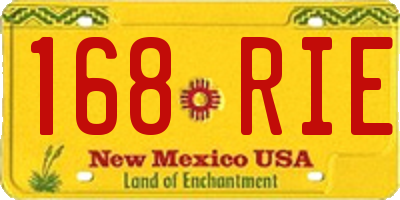 NM license plate 168RIE