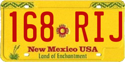 NM license plate 168RIJ