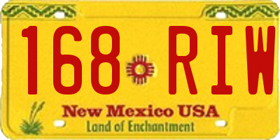 NM license plate 168RIW