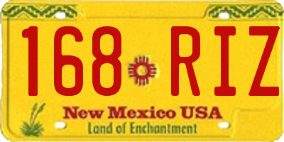 NM license plate 168RIZ