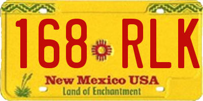 NM license plate 168RLK