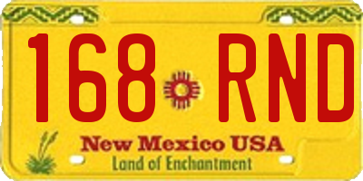 NM license plate 168RND