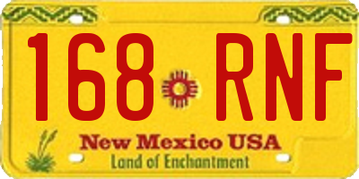 NM license plate 168RNF