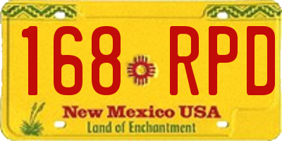 NM license plate 168RPD