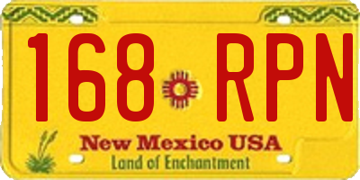 NM license plate 168RPN