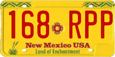 NM license plate 168RPP
