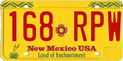 NM license plate 168RPW