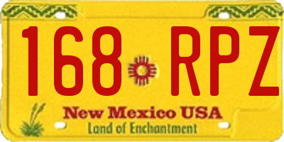 NM license plate 168RPZ