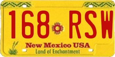 NM license plate 168RSW
