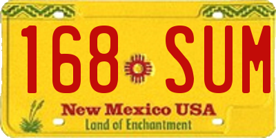 NM license plate 168SUM