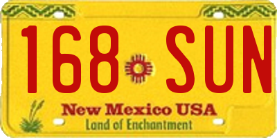 NM license plate 168SUN