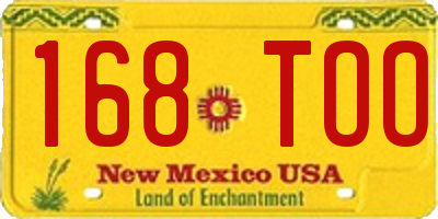 NM license plate 168TOO