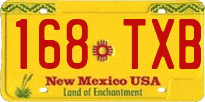 NM license plate 168TXB