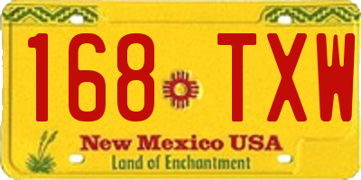 NM license plate 168TXW