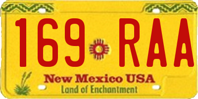 NM license plate 169RAA