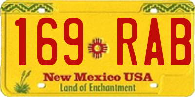 NM license plate 169RAB