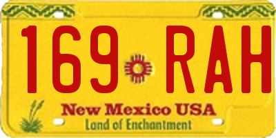 NM license plate 169RAH