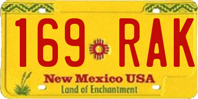 NM license plate 169RAK