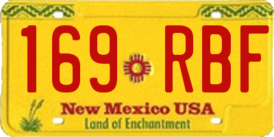 NM license plate 169RBF