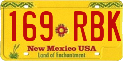 NM license plate 169RBK