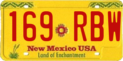 NM license plate 169RBW