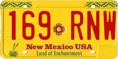 NM license plate 169RNW