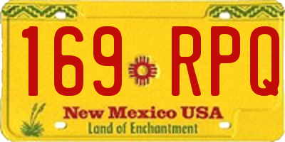 NM license plate 169RPQ