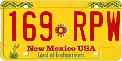 NM license plate 169RPW