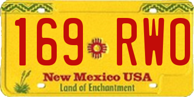 NM license plate 169RWO