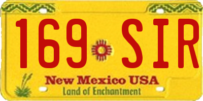 NM license plate 169SIR