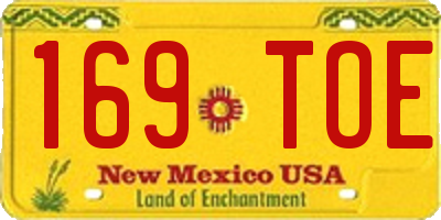 NM license plate 169TOE