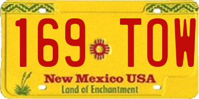 NM license plate 169TOW