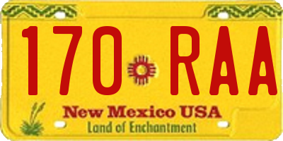 NM license plate 170RAA