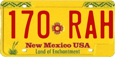 NM license plate 170RAH