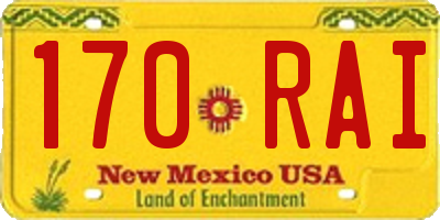 NM license plate 170RAI