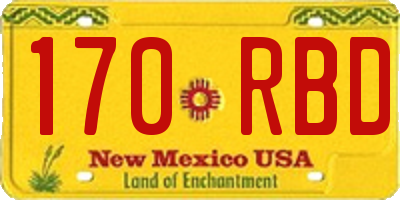 NM license plate 170RBD