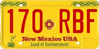 NM license plate 170RBF